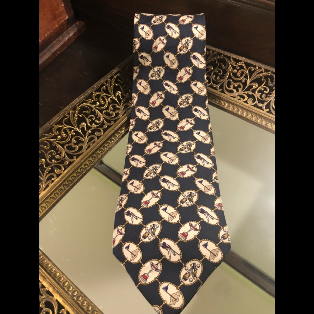 TOMMY HILFIGER GOLFERS TIE PURE SILK - Picture 1 of 2